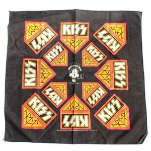 Vtg 1996 KISS Band ARMY Depot No Substitues BANDANA Scraf HeadBand 20"X20.5"